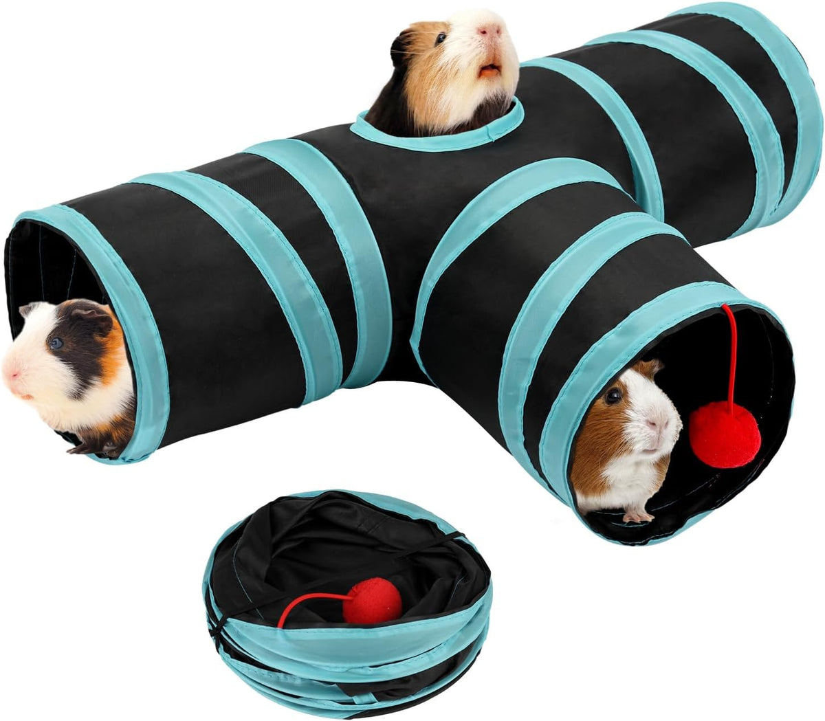Rypet Guinea Pig Tunnel, 3 Way Collapsible Rabbit Tunnel, Small Pet Tunnels and Tubes with