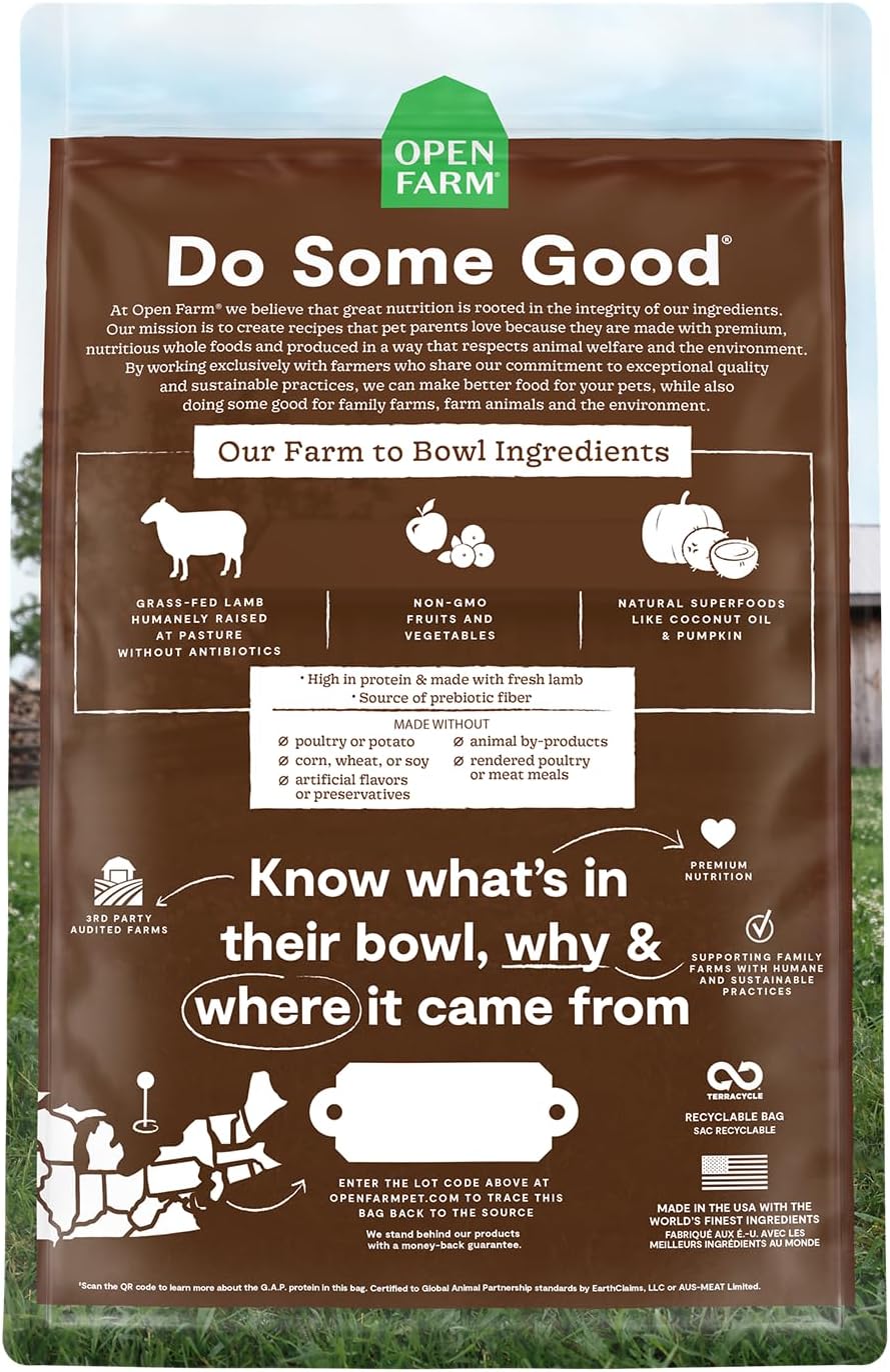 Open Farm Pasture-Raised Lamb Grain-Free Dry Cat Food, Humanely Raised Lamb Recipe with Non-GMO