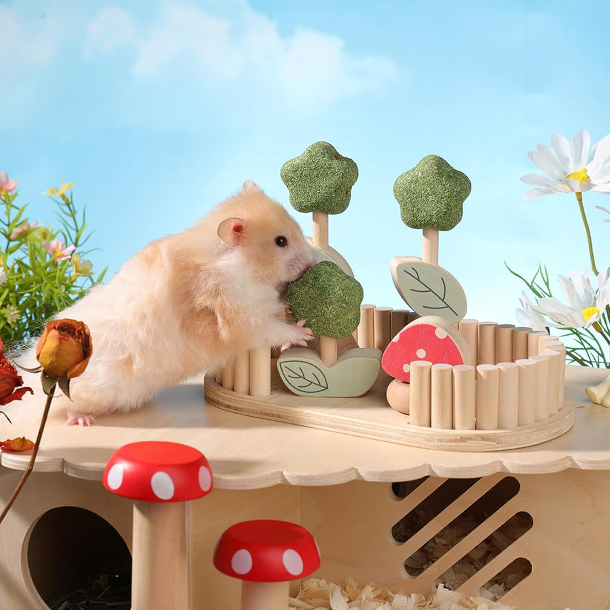 mini&moe Hamster Chew Toys for Teeth - Guinea Pig Chews Enrichment Toys Natural Edible Rabbit Chew