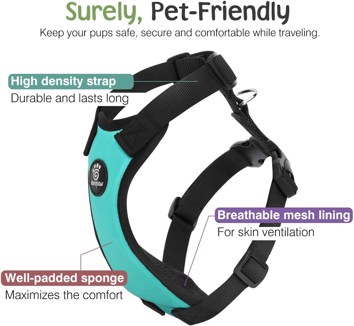 Dog Seat Belt, Safety Vest Dog Car Harness with Adjustable Buckle Dog Seat Belt for Vehicle Nylon