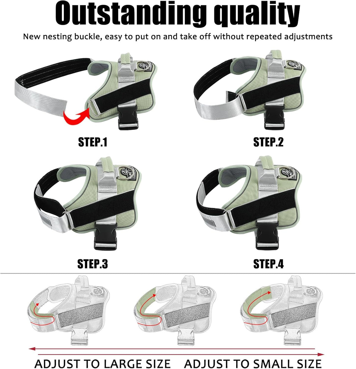Bolux Dog Harness, No-Pull Reflective Dog Vest, Breathable Adjustable Pet Harness with Handle for