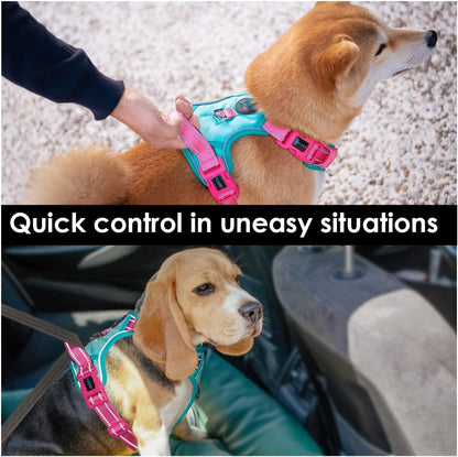 PHOEPET No Pull Dog Harness, Unique Colors Reflective Adjustable Dog Vest, with Soft Training