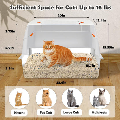 Vivifying Stainless Steel Litter Box with Lid, XL Side Entry Extra Large Litter Box for Big Cats &