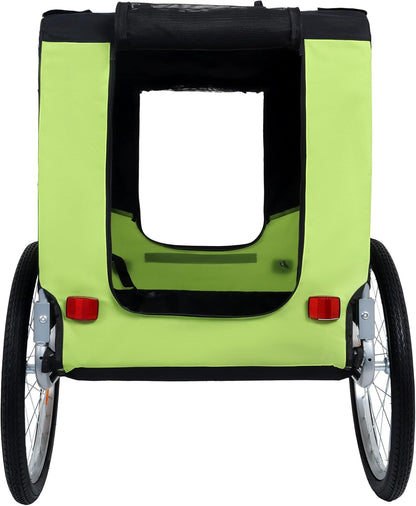 Blue-Grey Large Folding Bike Trailer for Dogs – Heavy-Duty Steel Frame, 66LB Capacity Pet Carrier