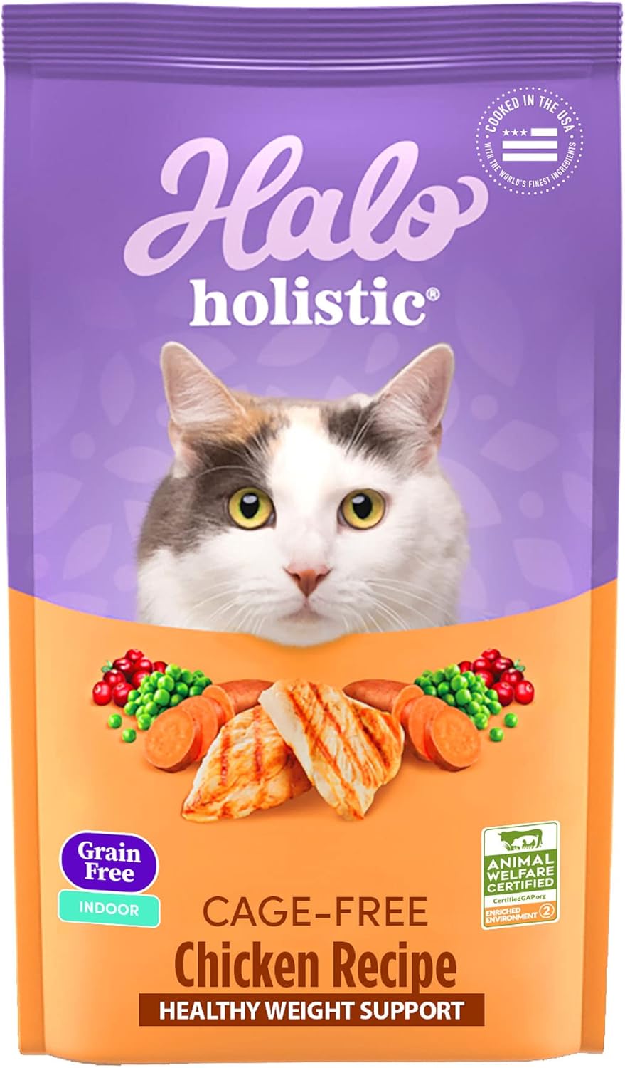 Halo Holistic Cage Free Chicken Cat Food, Grain Free Dry Cat Food, For Healthy Weight Support