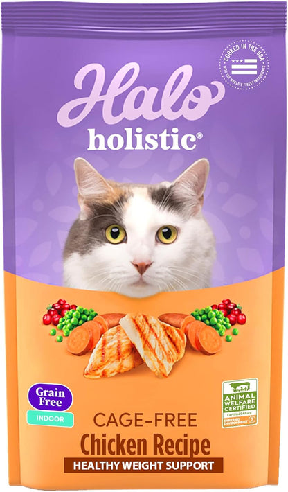 Halo Holistic Cage Free Chicken Cat Food, Grain Free Dry Cat Food, For Healthy Weight Support