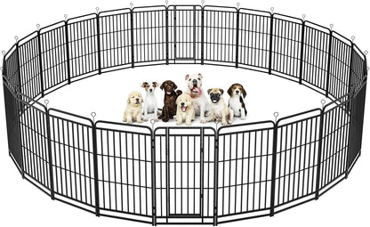 Dog Playpen Outdoor 24 Panels Heavy Duty Dog Fence 47" Height with Thick Pipe Anti-Rust with Doors