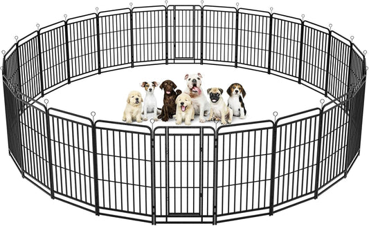 Dog Playpen Outdoor 24 Panels Heavy Duty Dog Fence 47" Height with Thick Pipe Anti-Rust with Doors