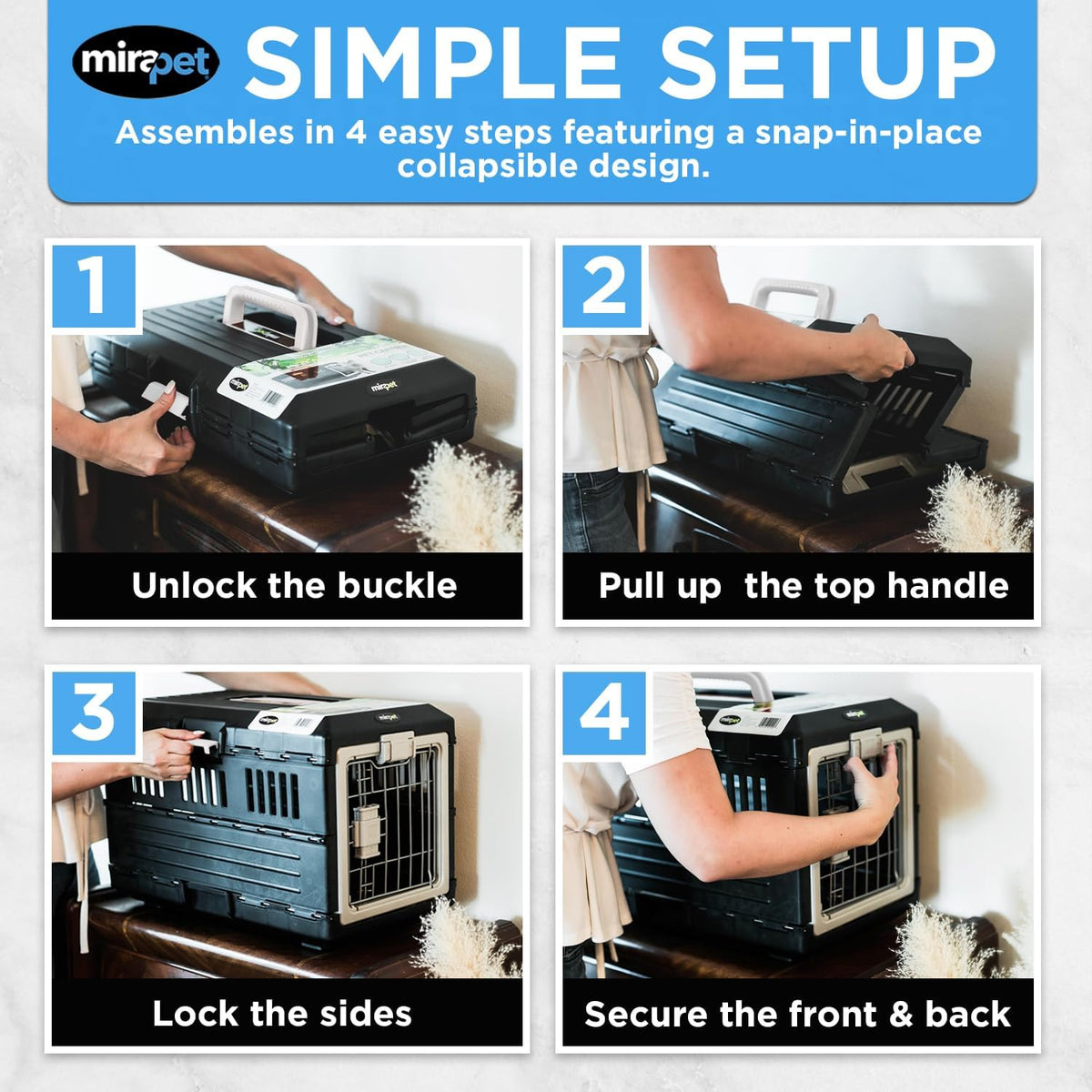USA Pet Carrier & Crate 21'' - Premium Collapsible Design for Cats and Dogs - Portable Kennel for