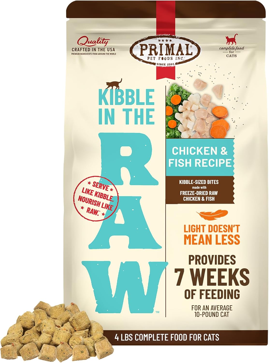 Primal Kibble in The Raw, Freeze Dried Cat Food, Chicken & Fish, Scoop & Serve, Made with Raw