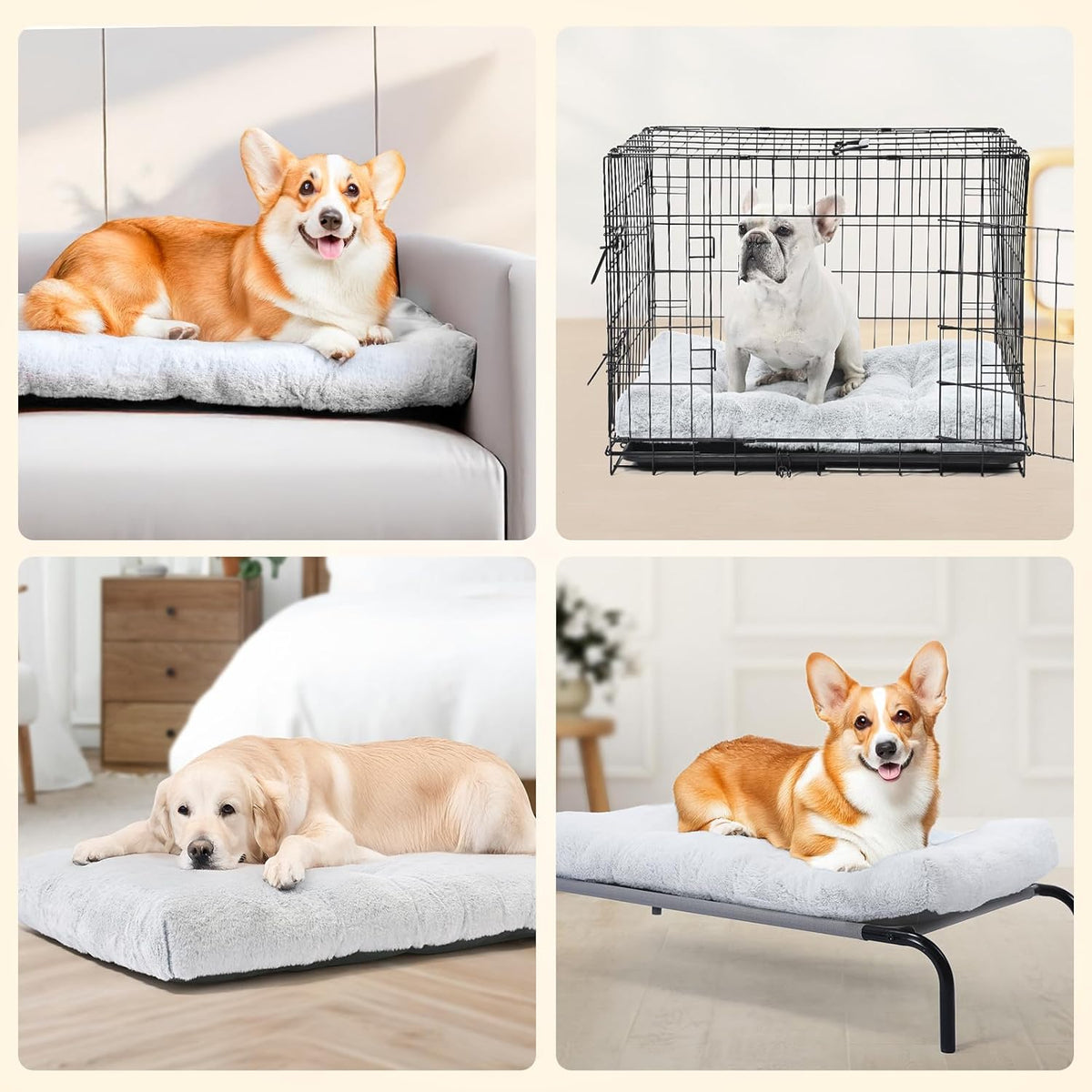 Amazon Basics Large Dog Bed for Crate, Washable Large Dog Mat for Pet Kennel, Anti-Slip, Cama para
