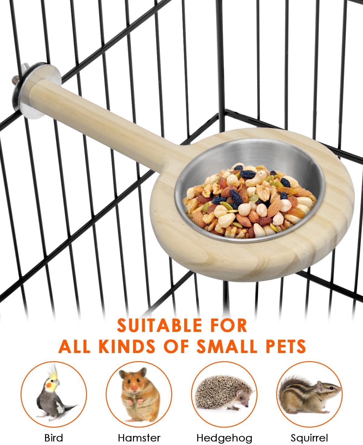 KATUMO Bird Perch Bird Feeding Cup Parrot Wood Perch Stand Toy Bird Cage Accessory for Parakeet