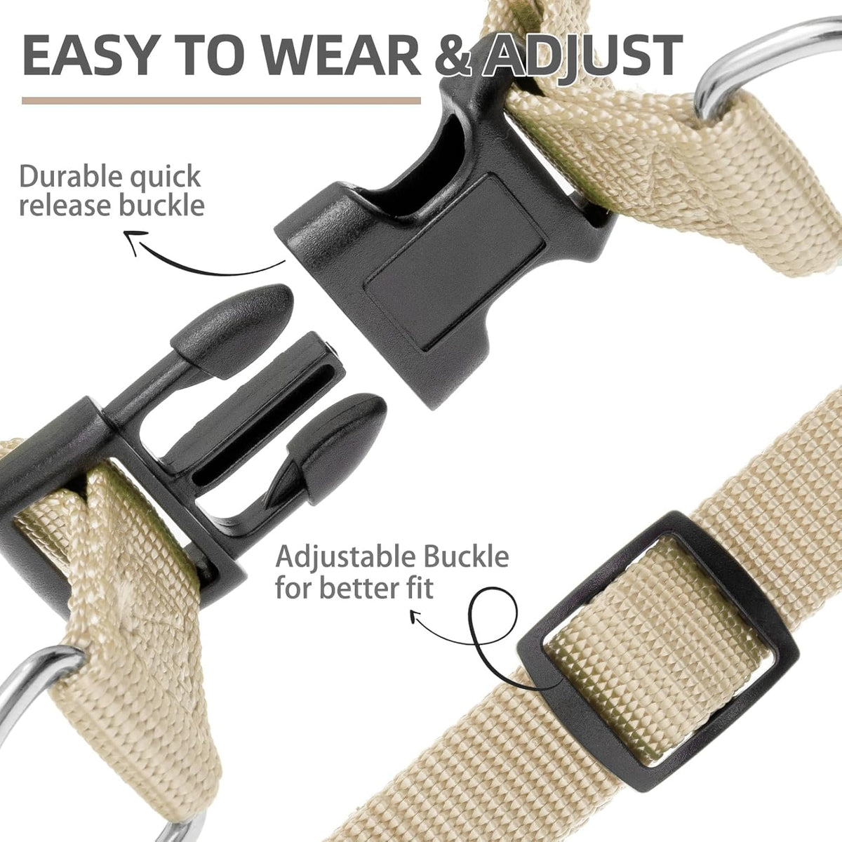 PUPTECK No Pull Dog Harness Soft Adjustable Basic Nylon Step in Puppy Vest Outdoor Walking with ID