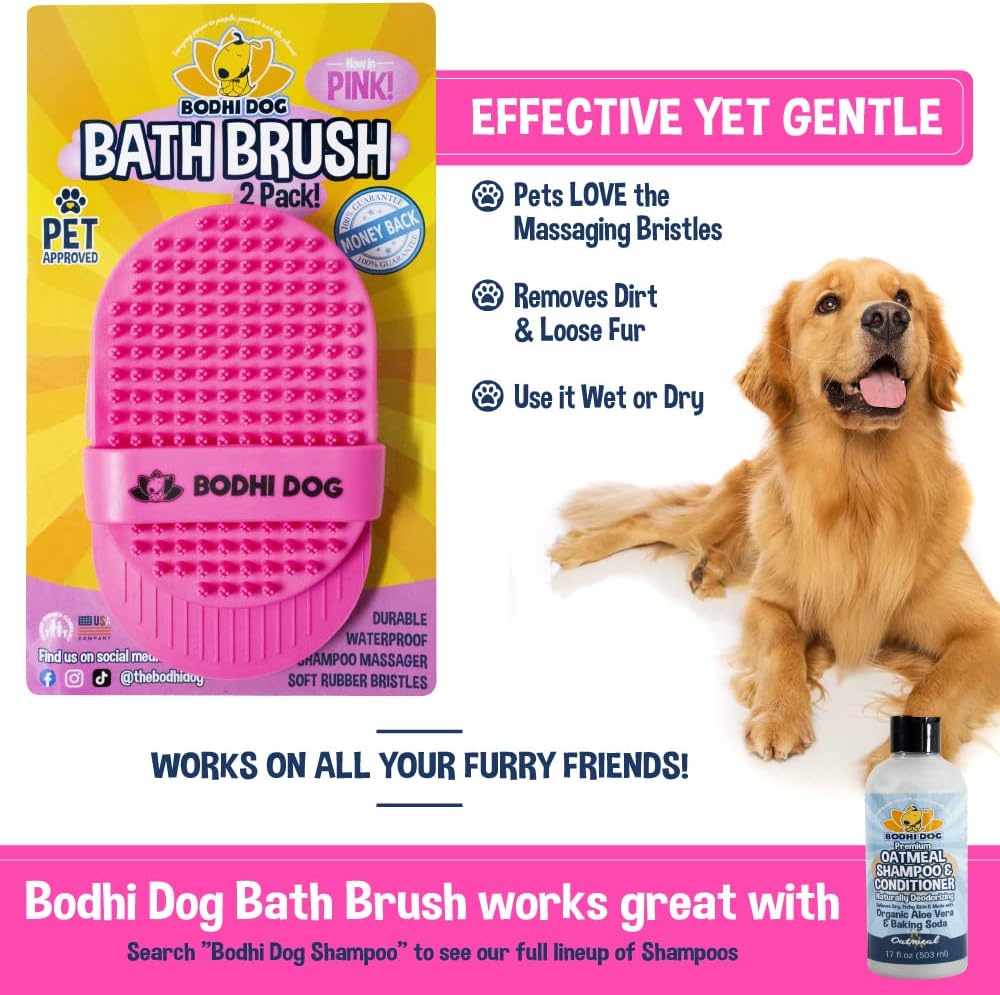 Bodhi Dog Shampoo Brush - Pet Grooming & Bath Supplies for Dogs and Cats - Bath Brush for Long &