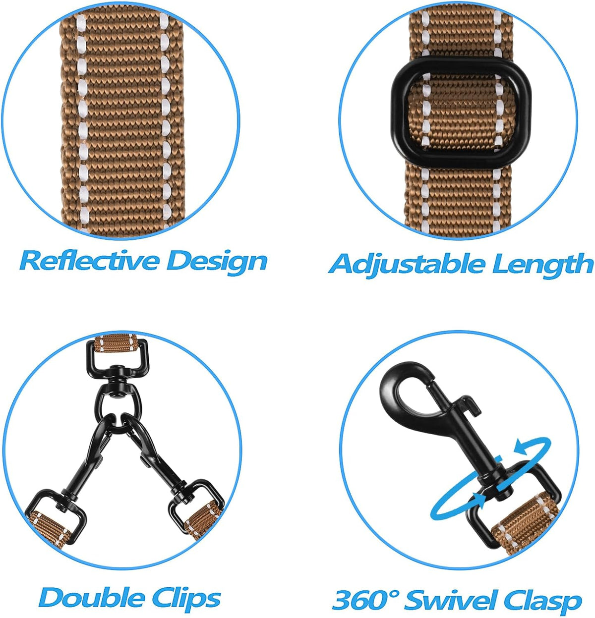 PetBonus Double Dog Leash, No Tangle Dual Leash, Reflective Walking Training Lead, 4 Comfortable