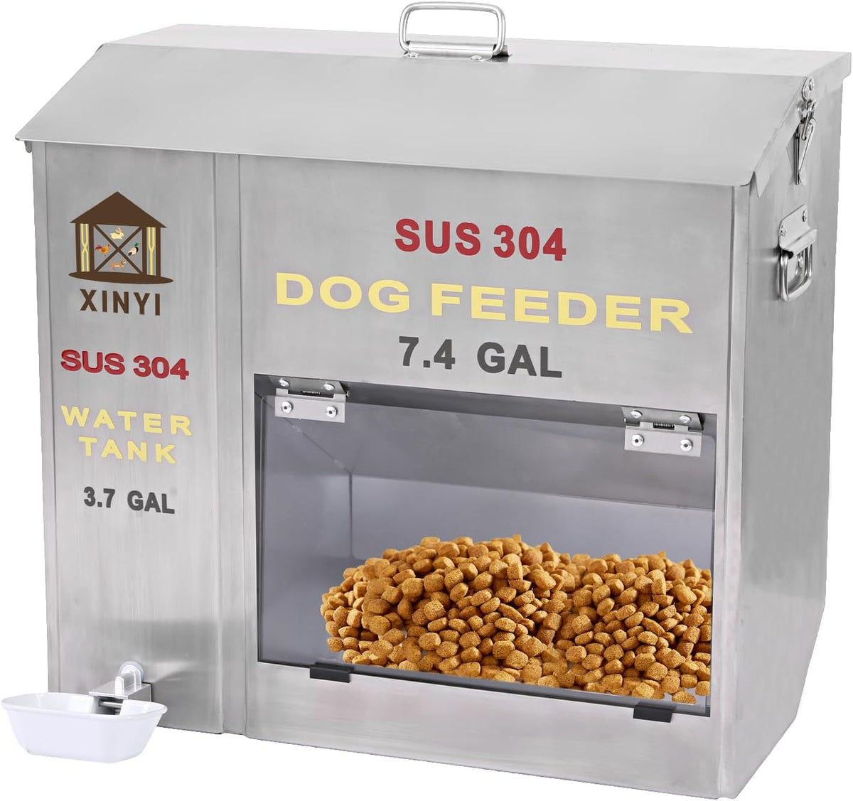 XINYI Automatic Dog Feeder and Waterer 2-in-1,SU304 Stainless Steels 3.7 Gallon Water Tank with 1