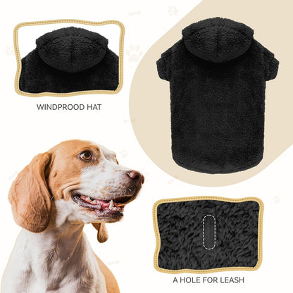 Fuzzy Dog Hoodie Dog Sweaters for Small Dogs Soft Double-Sided Plush Fleece Pet Sweater Clothes Pet