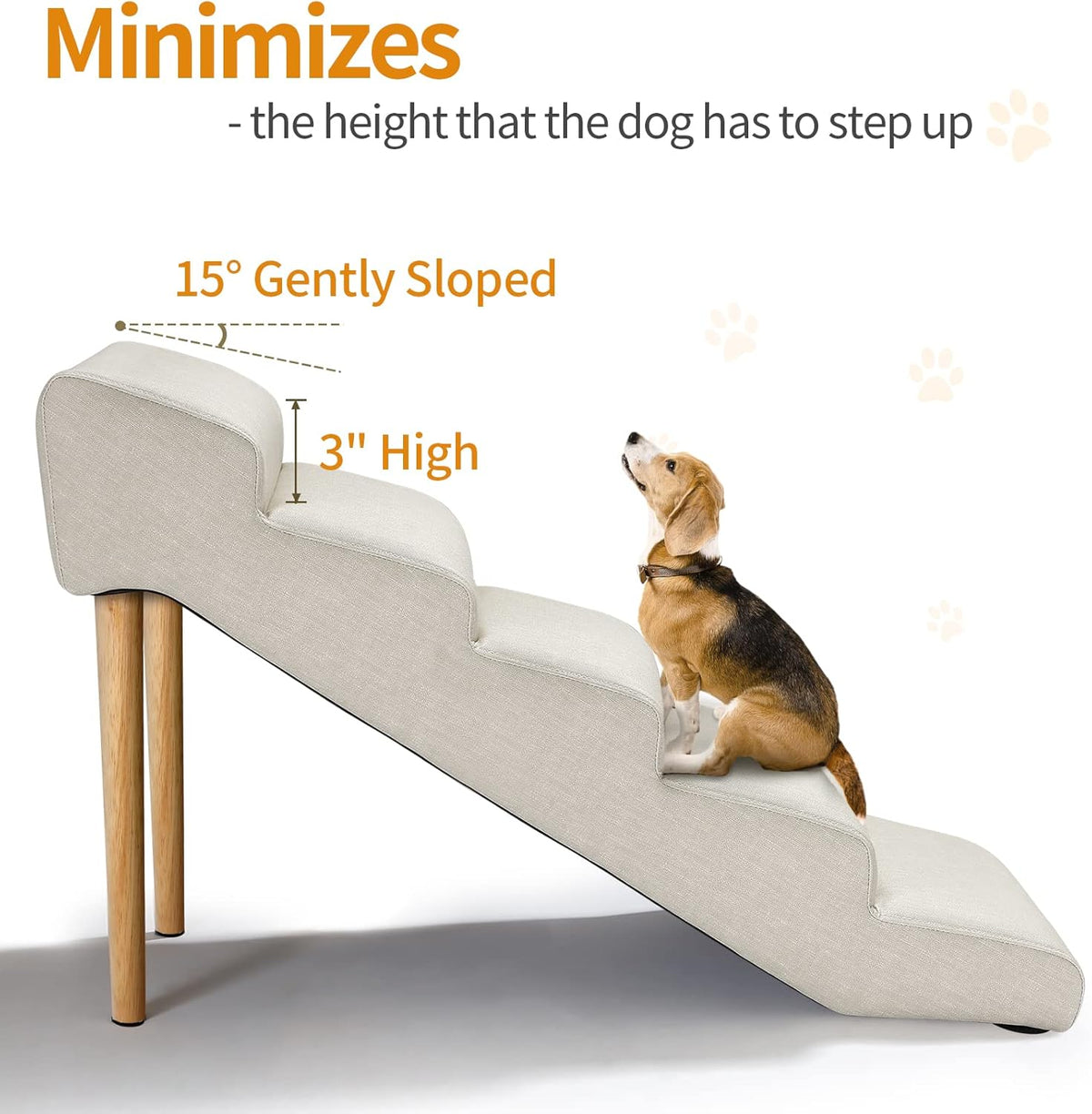 Senneny Imitation Linen Faux Leather Dog Stairs, for Pets up to 150 lbs, Waterproof, Scratch