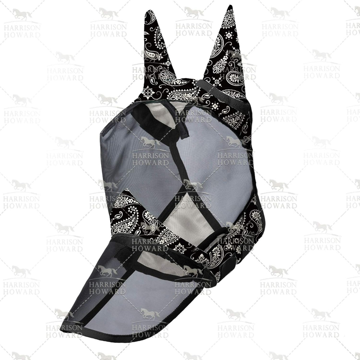 Harrison Howard LumiVista Horse Fly Mask Long Nose with Ears UV Protection for Horse Pine Cones L