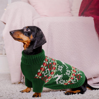 Queenmore Dog Christmas Sweater,Turtleneck Knitted Pullover Xmas Dog Clothes Sweatshirt,Pet