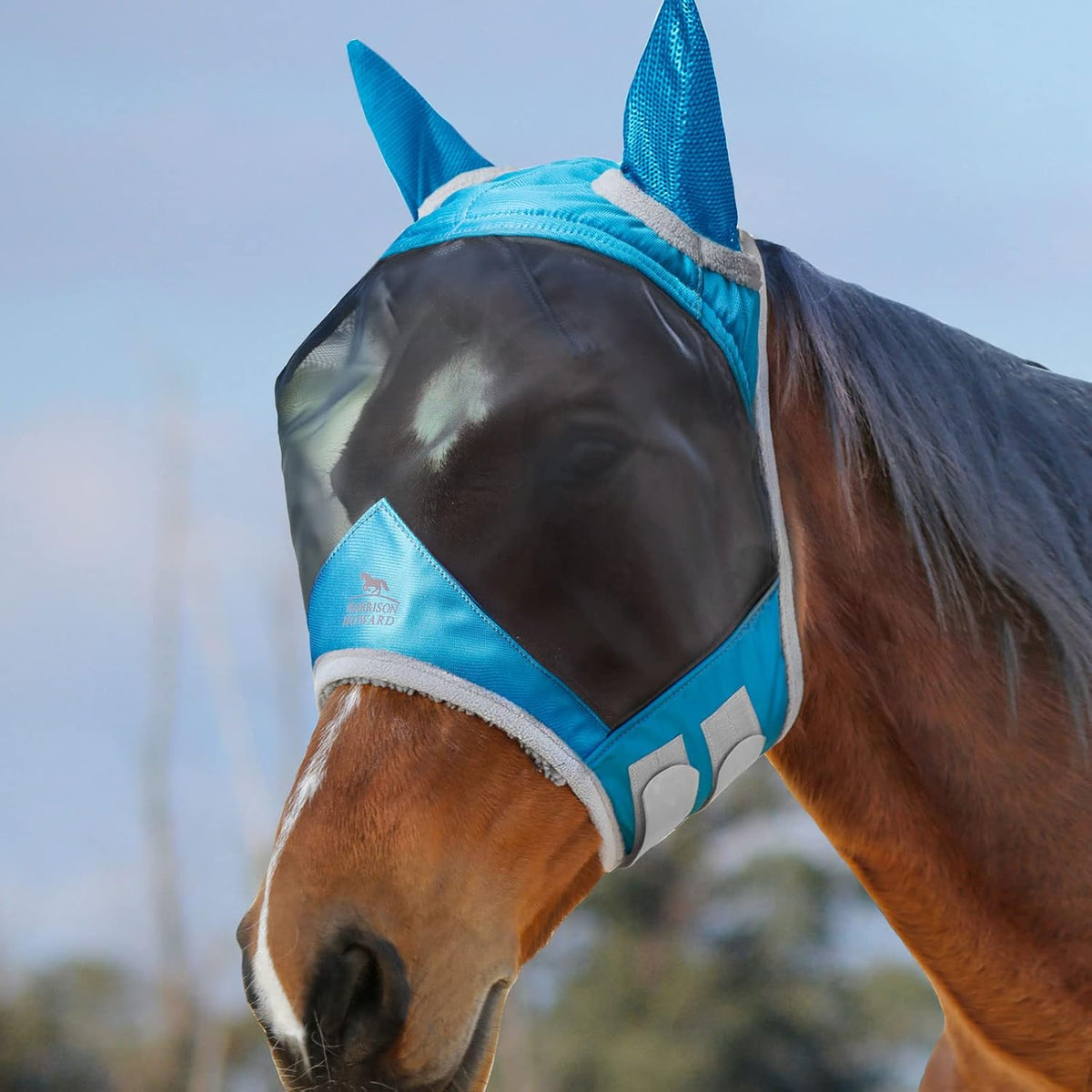 Harrison Howard CareMaster Pro Luminous Horse Fly Mask Large Eye Space Standard with Ears UV