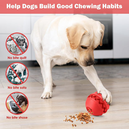 Rubber Treat Dispensing Dog Toys, Indestructible Dog Ball for Aggressive Chewers, Interactive Treat