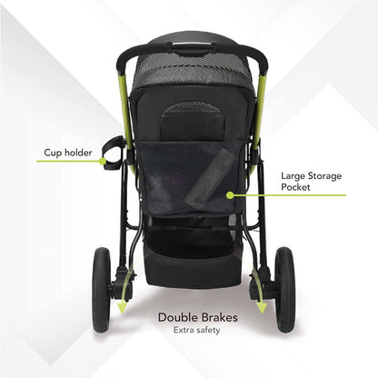 ibiyaya The Beast Pet Jogging Stroller for All Terrains, 3-Wheel Dog Carrier with Double Breaks