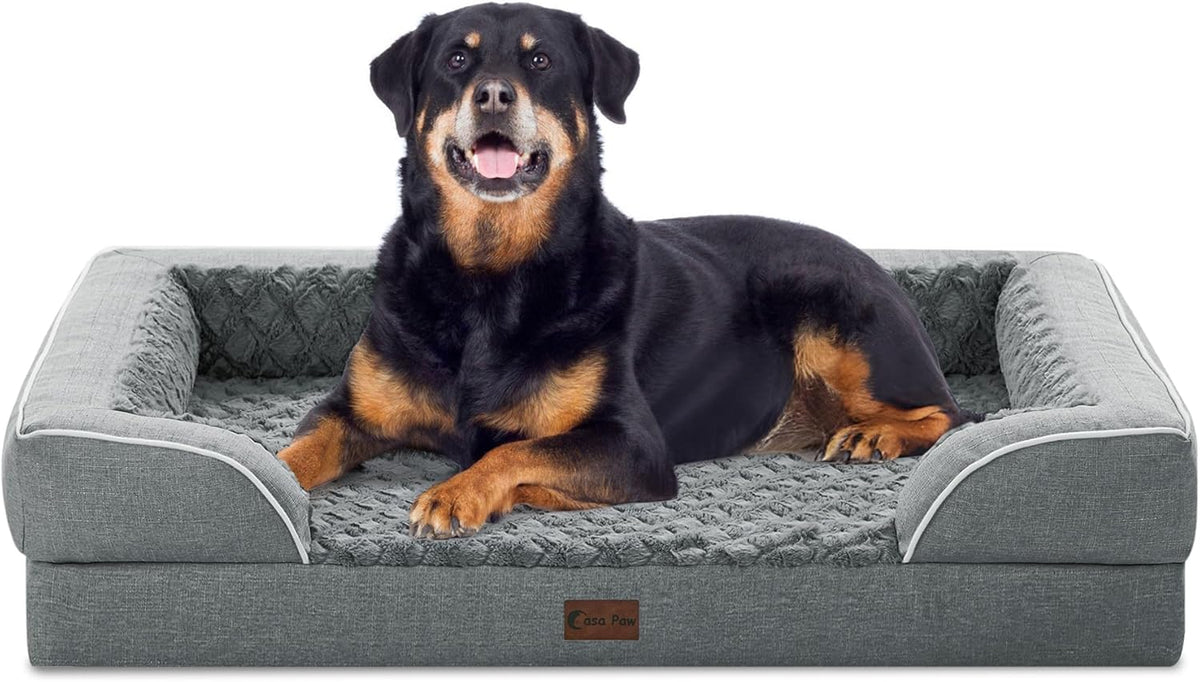 Orthopedic Waterproof Dog Bed for Extra Large Dogs, Memory Foam XL Dog Bed with Sides, Egg-Crate