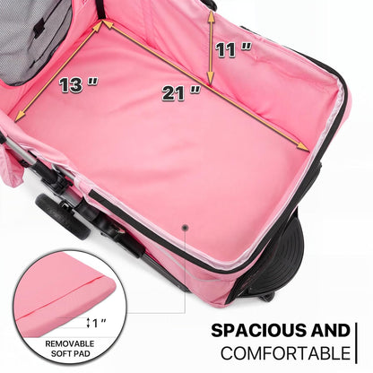 MoNiBloom 3-Wheels Foldable Pet Stroller with Waterproof Cover, Pet Strolling Cart for Small/Medium