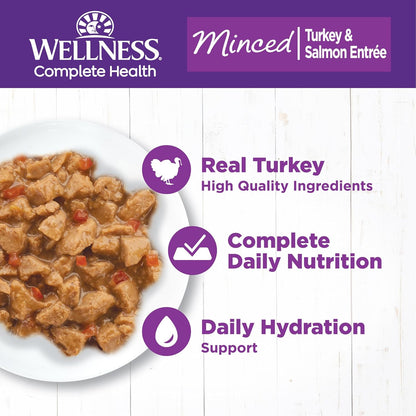 Wellness Complete Health Minced Adult Wet Cat Food, Natural, Protein-Rich, Grain Free, 5.5 Ounce