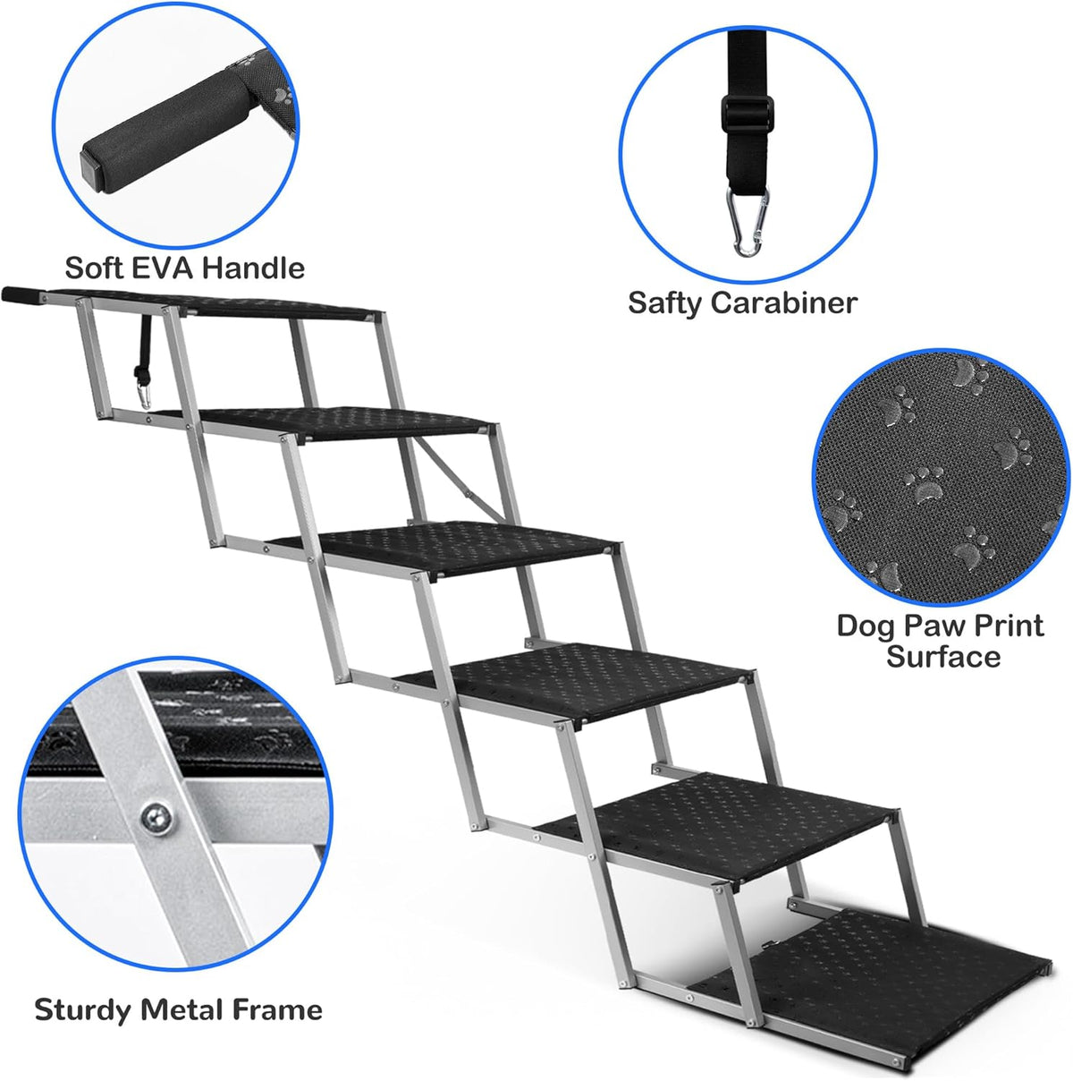 Niubya Dog Ramps for Cars, Portable Folding Dog Stairs for Cars, SUV, Trucks, Lightweight Pet Ramp