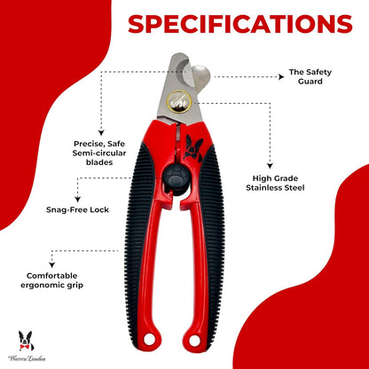 Warren London Dog Nail Clippers – Large Breed Nail Trimmer with Stainless Steel Blade, Safety Guard
