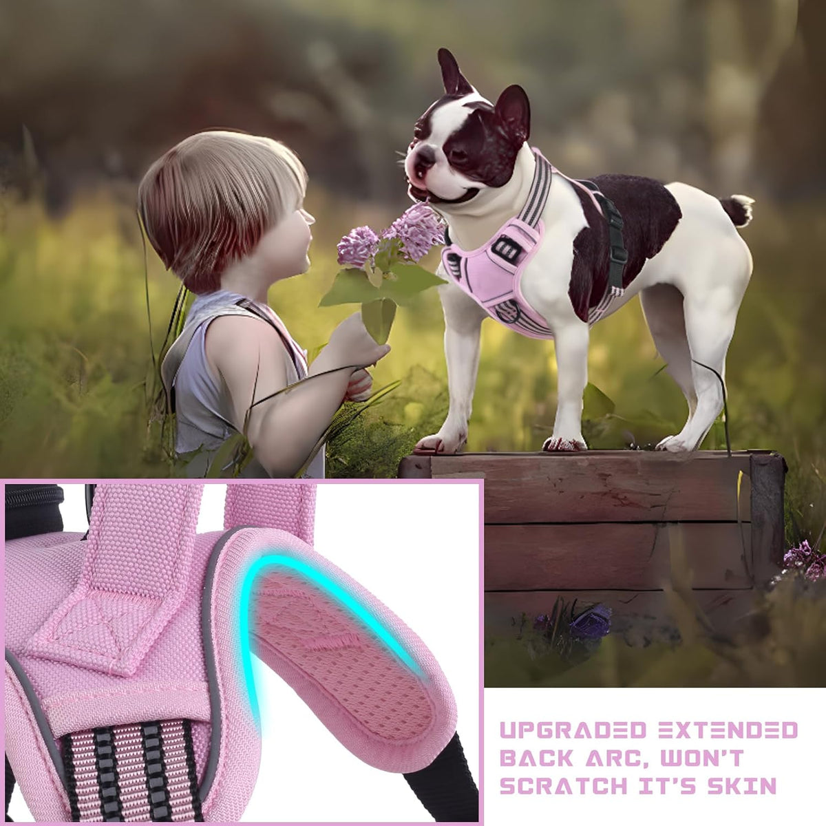 BUMBIN Dog Harness for Large Dogs, No Pull Adjustable No Choke Pet Vest with Dog Leash Fit Smart