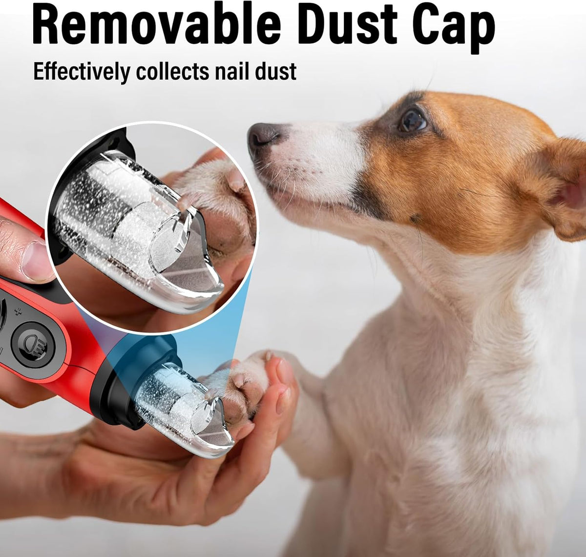 Casfuy Smart 6-Speed Dog Nail Grinder - 50% More Power Pet Nail Grinder with 2 LED Lights Quiet