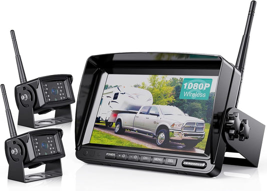 Digital Wireless Backup Camera System Kit, IP69K Waterproof Wireless 2 Rear View Camera + 7?™â€?LCD