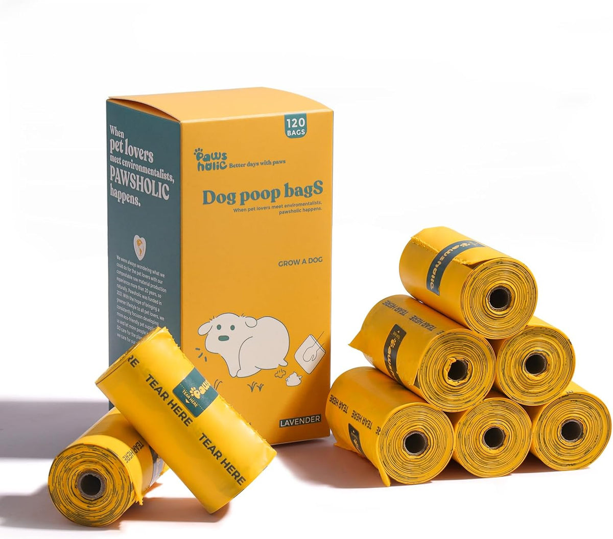 Dog Poop Bags Rolls Cornstarch Based Thickened&100% Leak Proof Dog Waste Bags -120 Count 8 Rolls