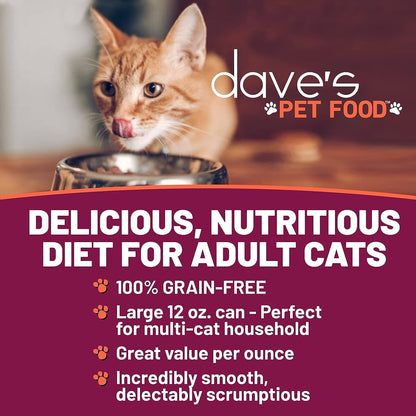 Dave's Pet Food Grain Free Canned Cat Food (Turkey & Giblets Pate), Made in USA Naturally Healthy