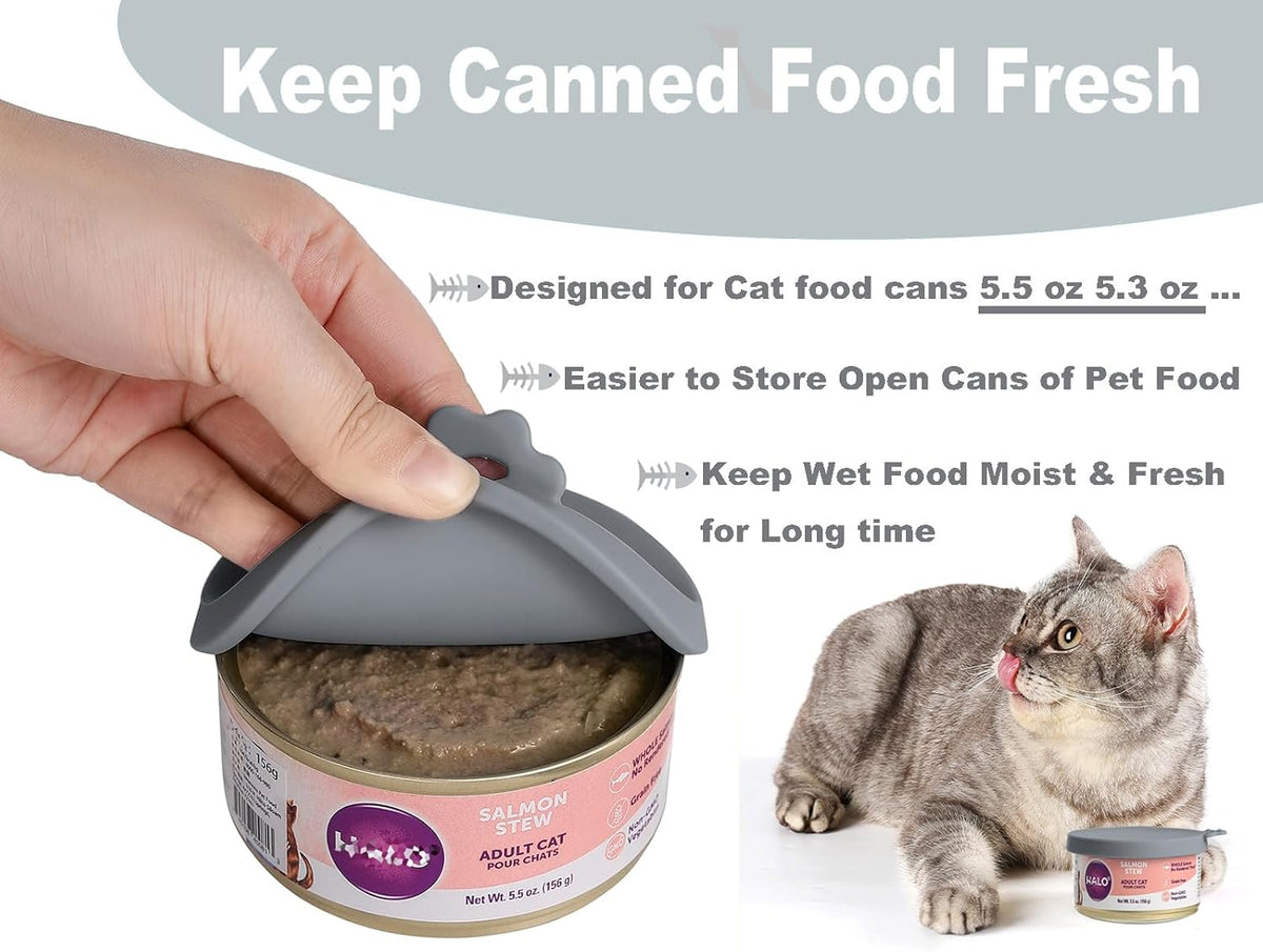 Comtim Cat Food Can Covers Lids for 5.5 oz Cans, 2 Pack Silicone Cat Food Can Lids for 5.5 oz 5.3