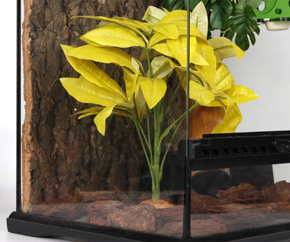 Fake Yellow Money Tree Plant, Reptile Decor for Terrarium, Crested Gecko Tank Accessories fit