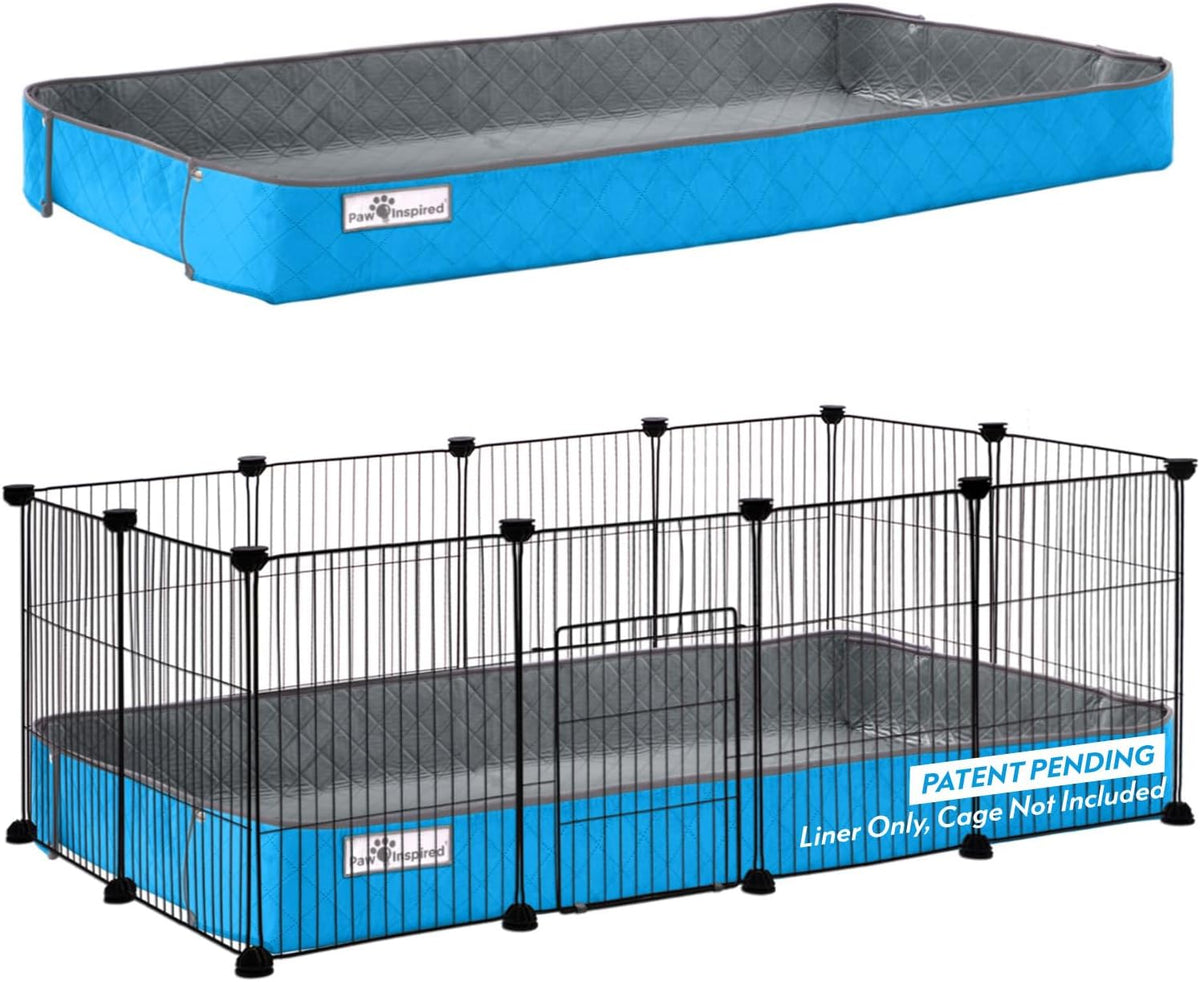 Paw Inspired Critter Box Washable Cage Liner, Reversible Fleece Bedding with Raised Sides for