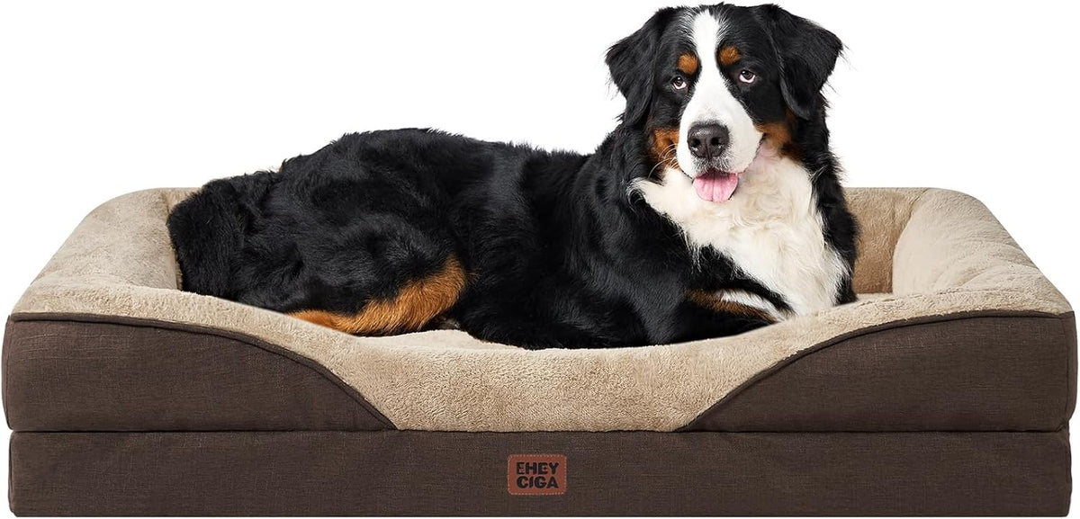 EHEYCIGA Memory Foam XXL Dog Bed for XLarge Sized, Extra Large Orthopedic Dog Sofa with Sides and