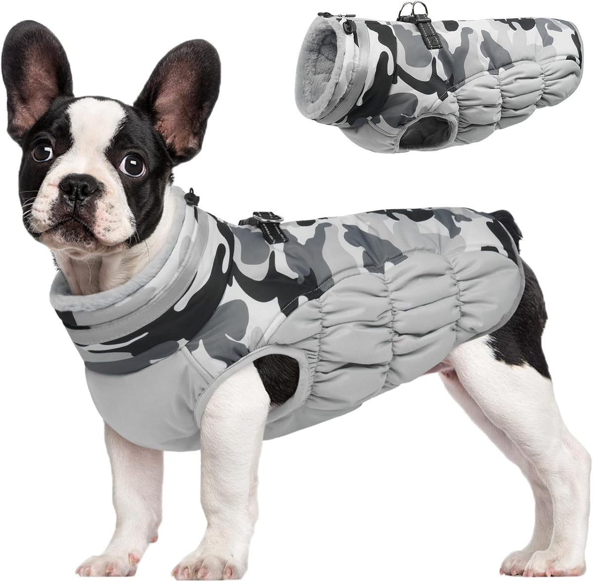 FUAMEY Dog Coat for Medium Dogs,Waterproof Dog Winter Jacket with Harness Built in Puppy Cold