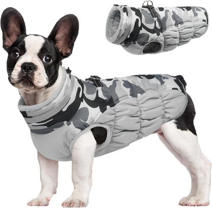 FUAMEY Dog Coat for Small Dogs,Waterproof Dog Winter Jacket with Harness Built in Puppy Cold