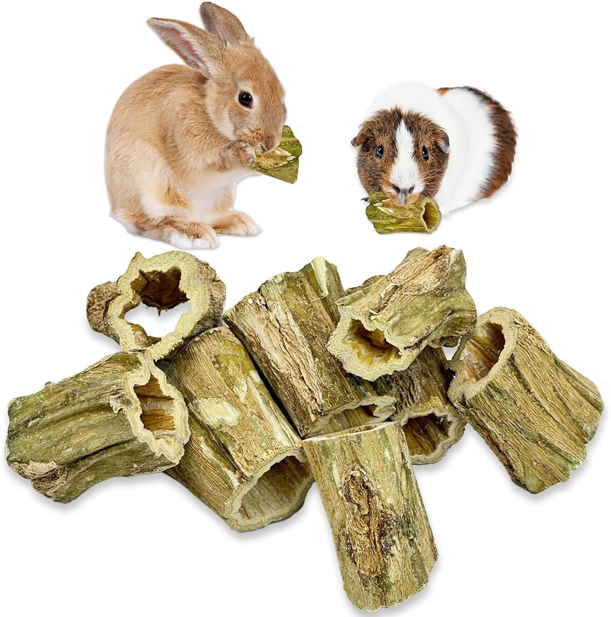 Fhiny Rabbit Chew Toys, 8 PCS 2" Natural Papaya Wood Chew Sticks Guinea Pig Treats for Dental Care