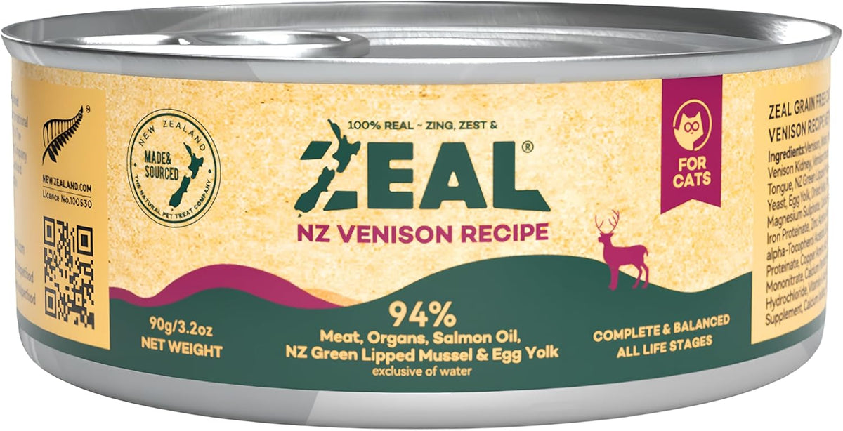 ZEAL New Zealand Wet Cat Food – High Protein, Grain-Free with Superfoods (Venison, 3.17oz Can