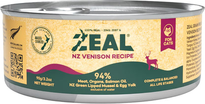 ZEAL New Zealand Wet Cat Food – High Protein, Grain-Free with Superfoods (Venison, 3.17oz Can