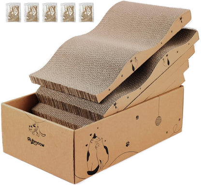 Cat Scratcher Cardboard Scratch Pad Box for Indoor Cats,5pcs Scratching Board Bed Reversible