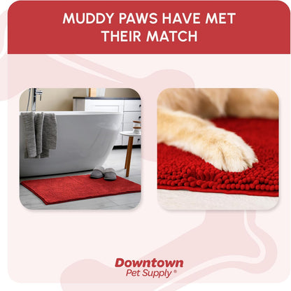 My Doggy Place Microfiber Dog Mat for Muddy Paws, 60" x 36" Red - Non-Slip, Absorbent and