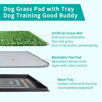 35"X22.6" Dog Grass Pad with Tray - Indoor/Outdoor Artificial Turf Potty Training Mat for Large
