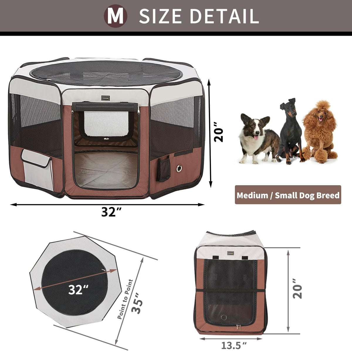 DONORO Dog Playpen Portable Pet Play Pens for Small Dog/Cat/Rabbit/Chicks, Cat Playpen